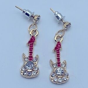 NEW red&clear rhinestone guitar fashion earrings